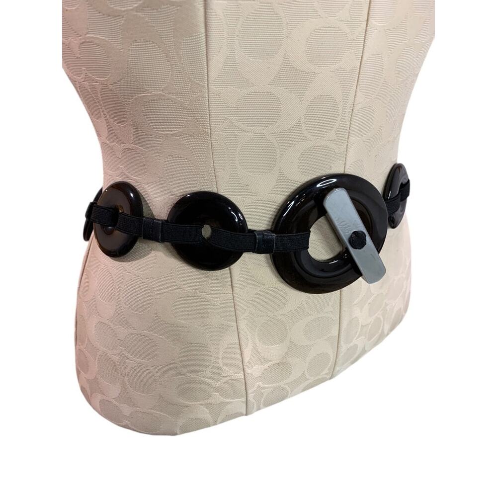 One Size Womens Reversible Statement Belt Stretch Elastic Toggle Clasp